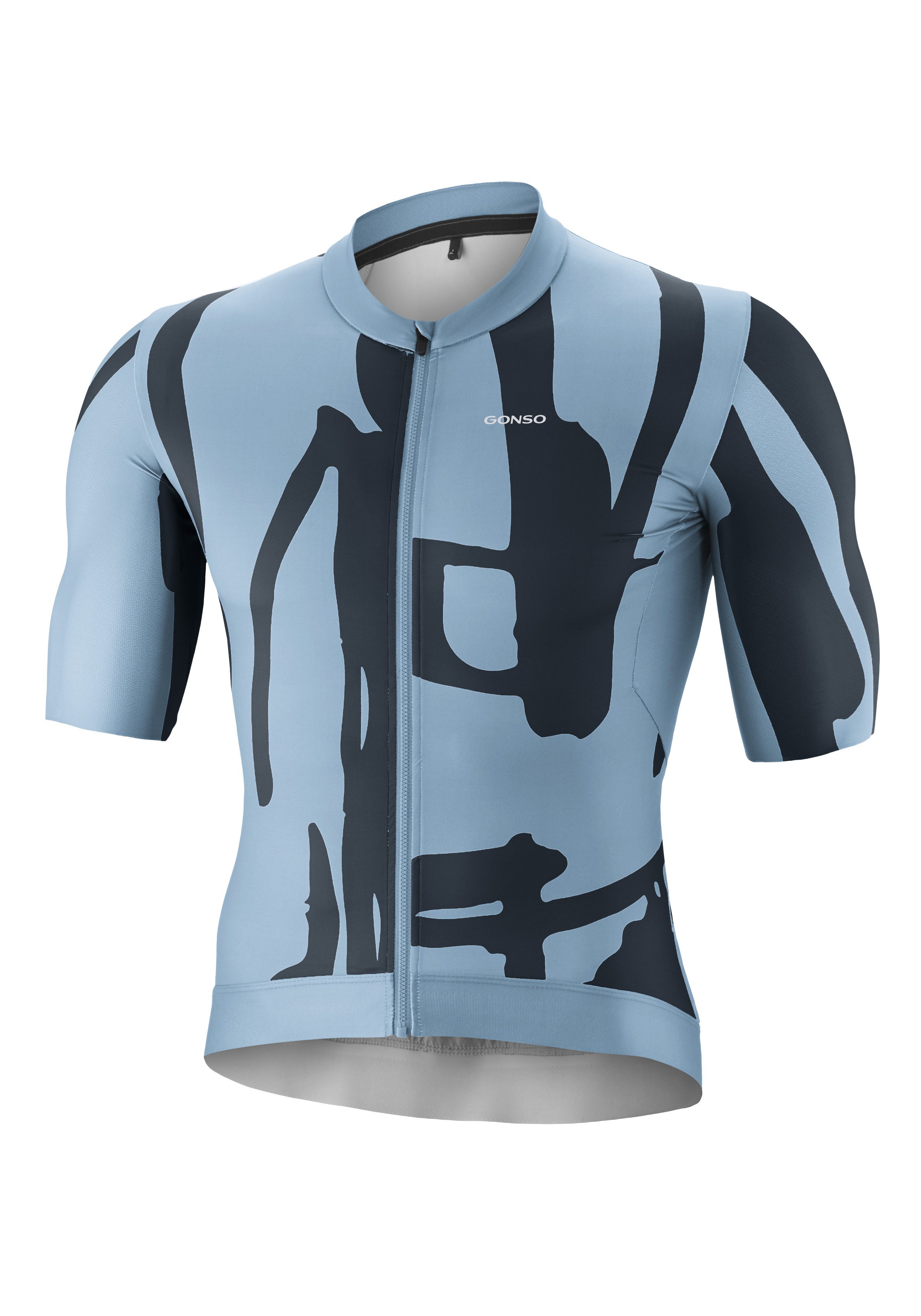Gonso Radtrikot Road Jersey Print M Herren Fahrradtrikot, modernes Trikot mit 3-teiliger Rückentasche