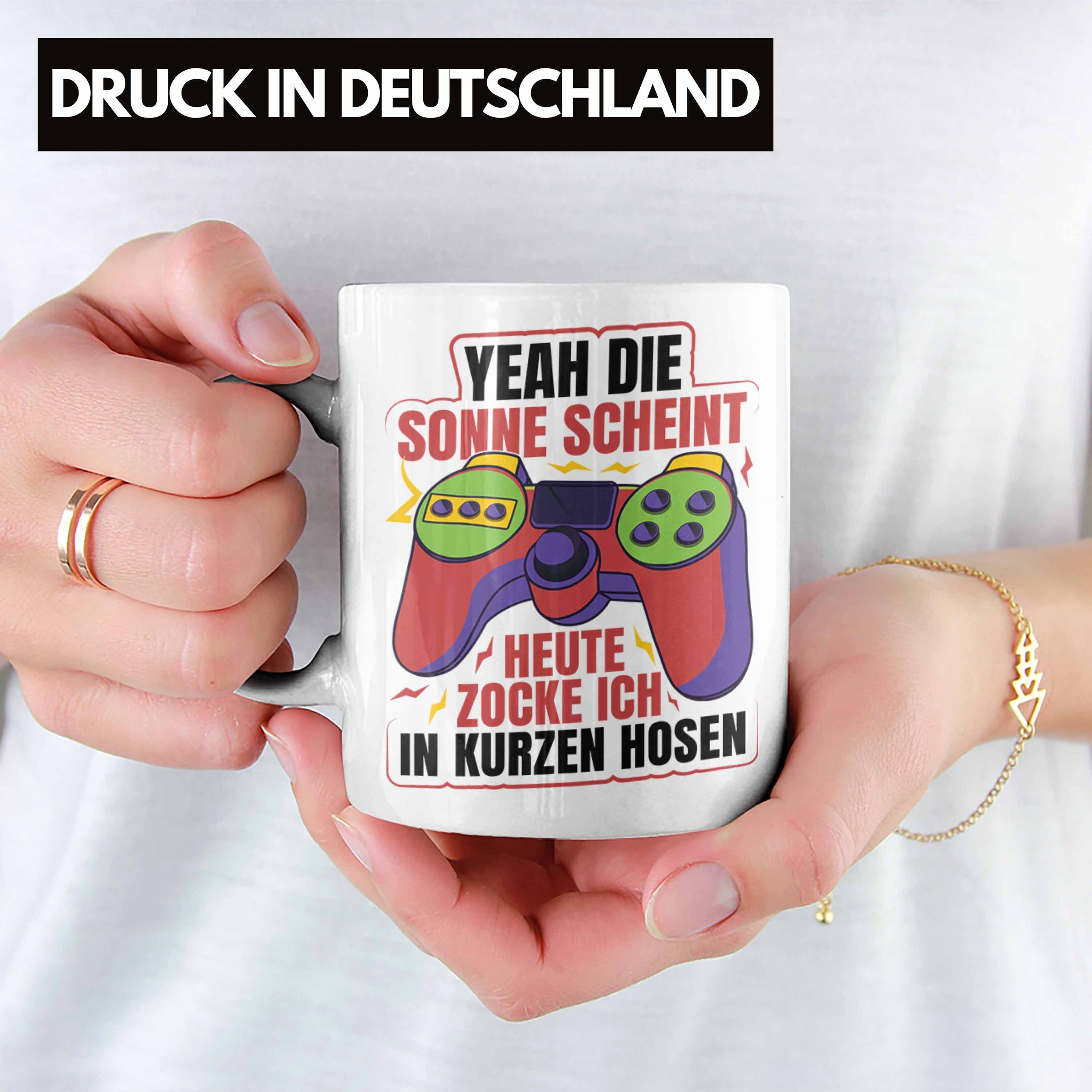 Trendation Tasse - Geschenkidee Geschenk Weiss Lustige Tasse Trendation Yeah Die Sonne Geburtstag Gamer Scheint Zocker Gamergirl Gamer