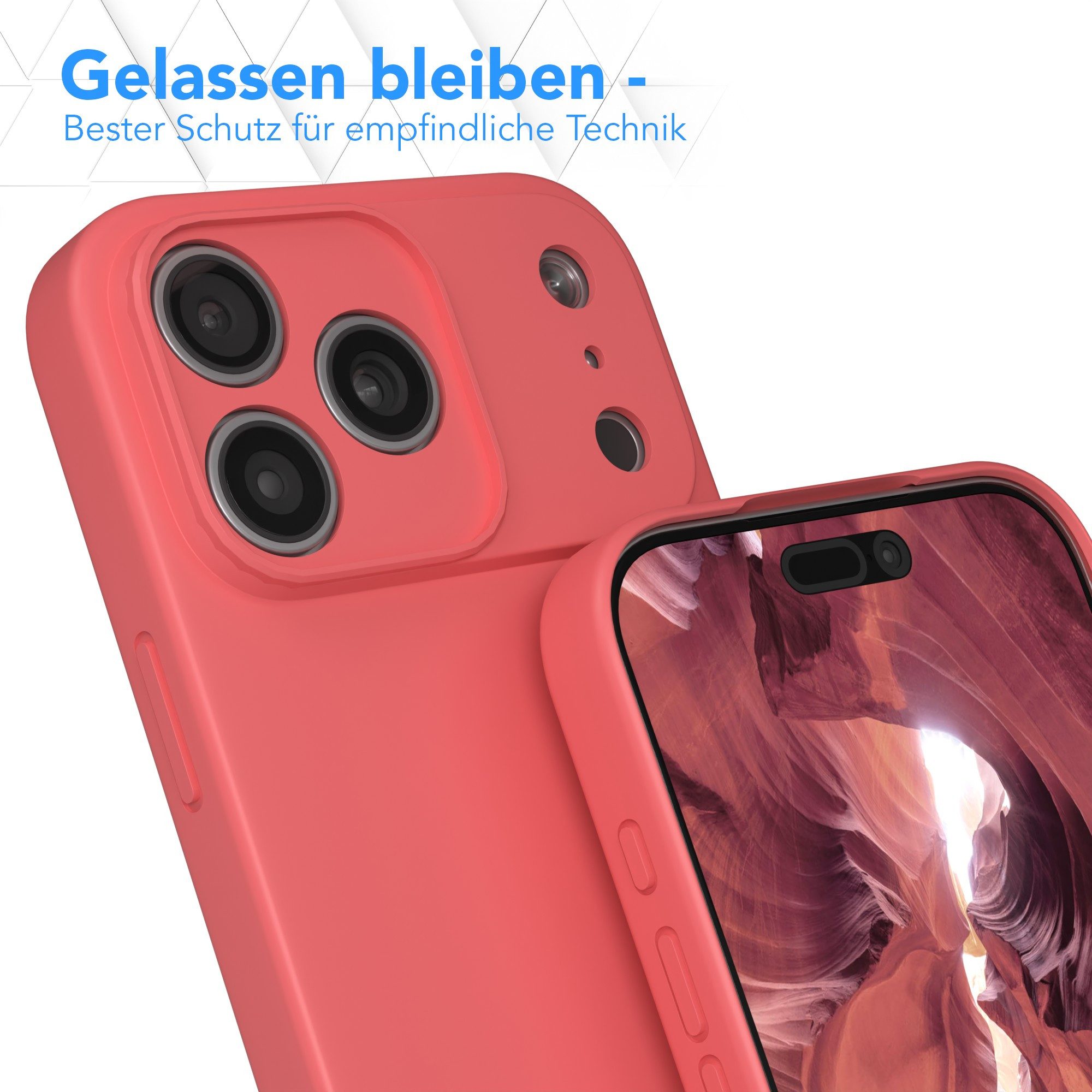 EAZY CASE Handyhülle für Apple iPhone 17 Pro Max Hülle Silikon 6,9 Zoll, Schutzhülle mit Kameraschutz stoßfest Telefonhülle Matt Rot / Hellrot – Bild 4 von 5