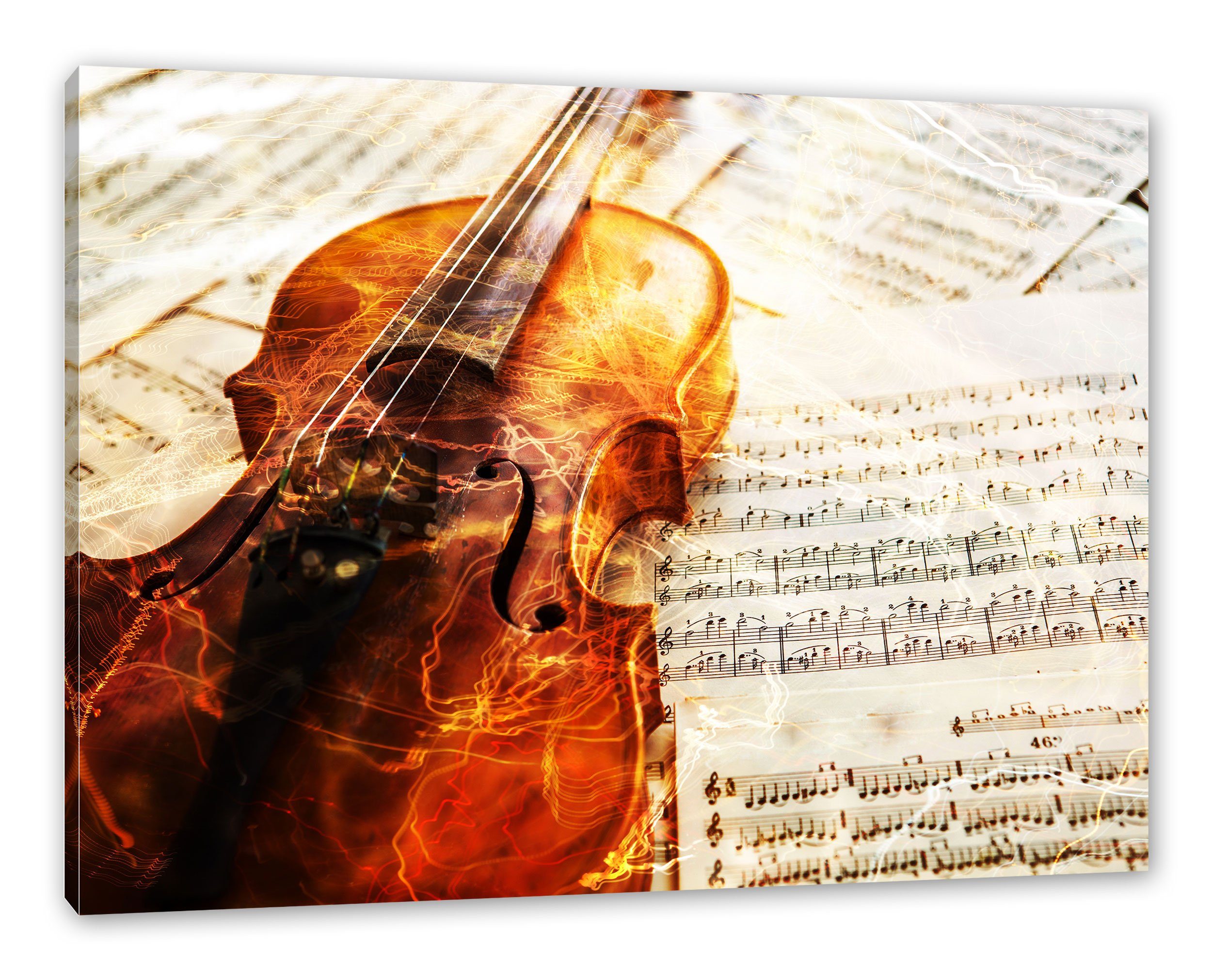 bespannt, (1 Leinwandbild Geige, inkl. St), Pixxprint Leinwandbild Geige Zackenaufhänger fertig