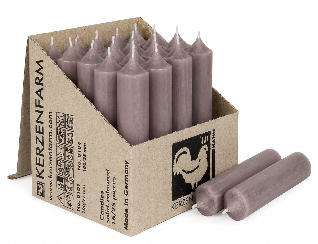 Hahn Kerzenfarm Spitzkerze Stabkerzen kurz 25 Stück, 10 cm, Ø 2,2 cm, Made in Germany