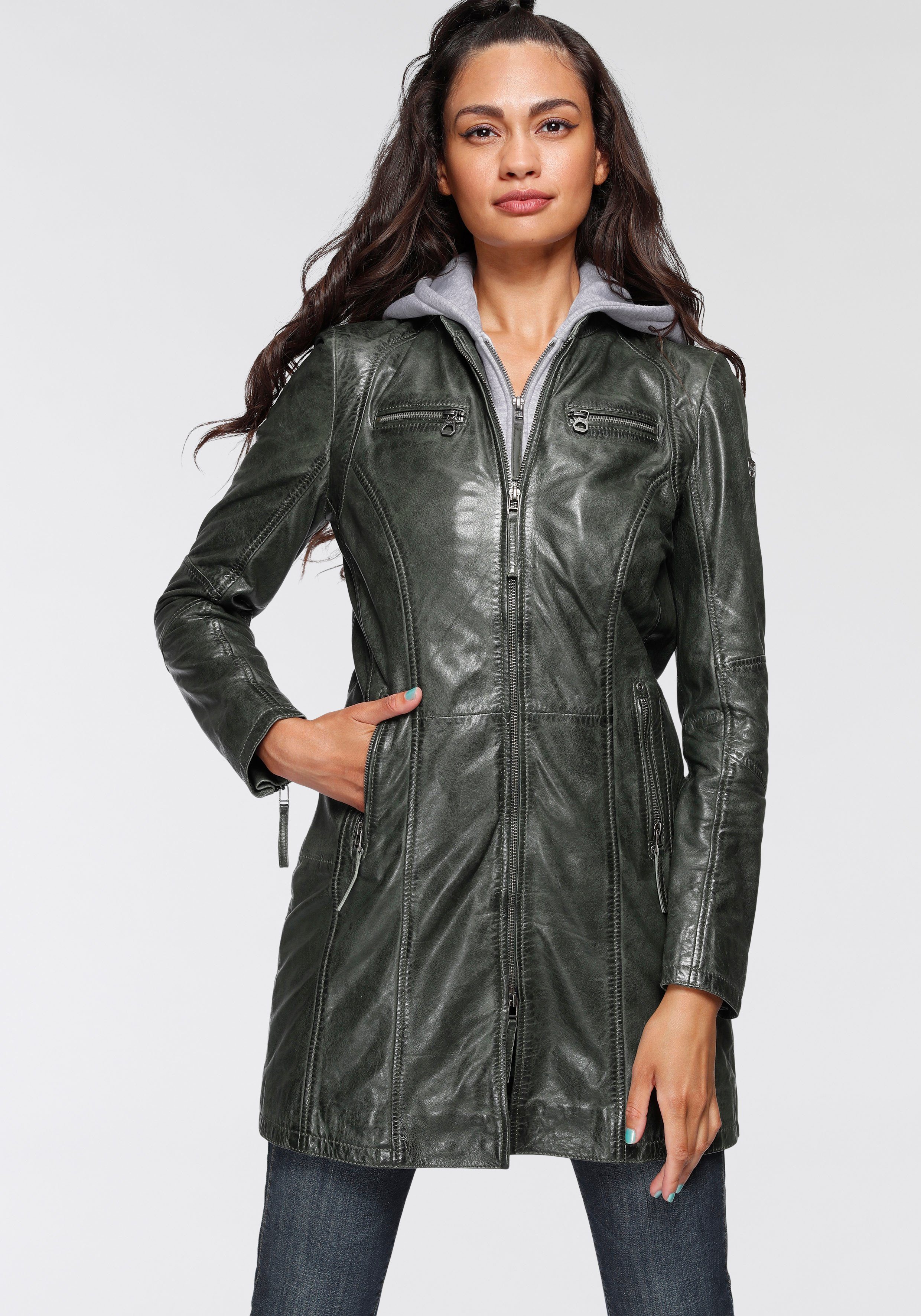 Gipsy Ledermantel »Bente« 2-in-1-Lederjacke mit abnehmbarem Kapuzen-Inlay  aus Jerseyqualität online kaufen | OTTO