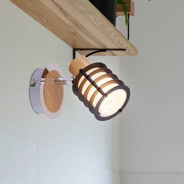 Globo Wandleuchte, Leuchtmittel nicht inklusive, Wandleuchte Innen Wandlampe Holz Metall Lampe Glas