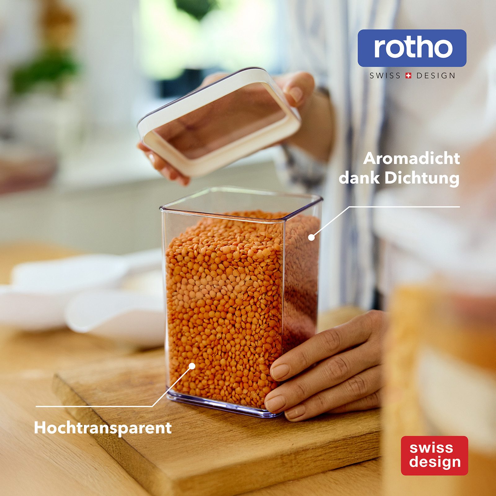ROTHO Vorratsdose LOFT 24-tlg. luftdichte Lebensmittel-Aufbewahrung für Küchenschubladen, Kunststoff, (Aufbewahrungsboxen-Set, 24-teilig, verschiedene Größen, i – Bild 4 von 5