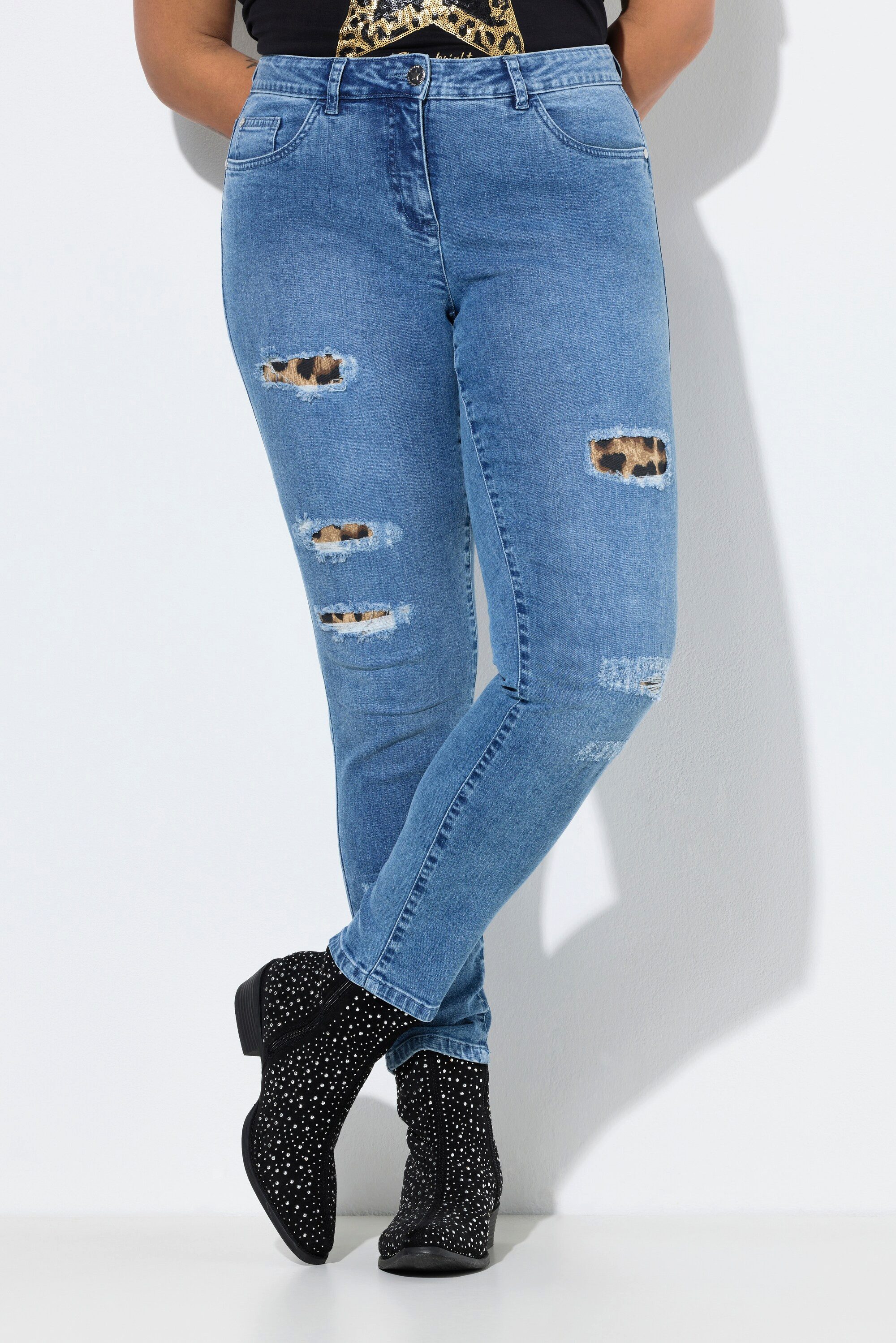 Angel of Style Regular-fit-Jeans Jeans Slim Fit 5-Pocket Leo-Patches