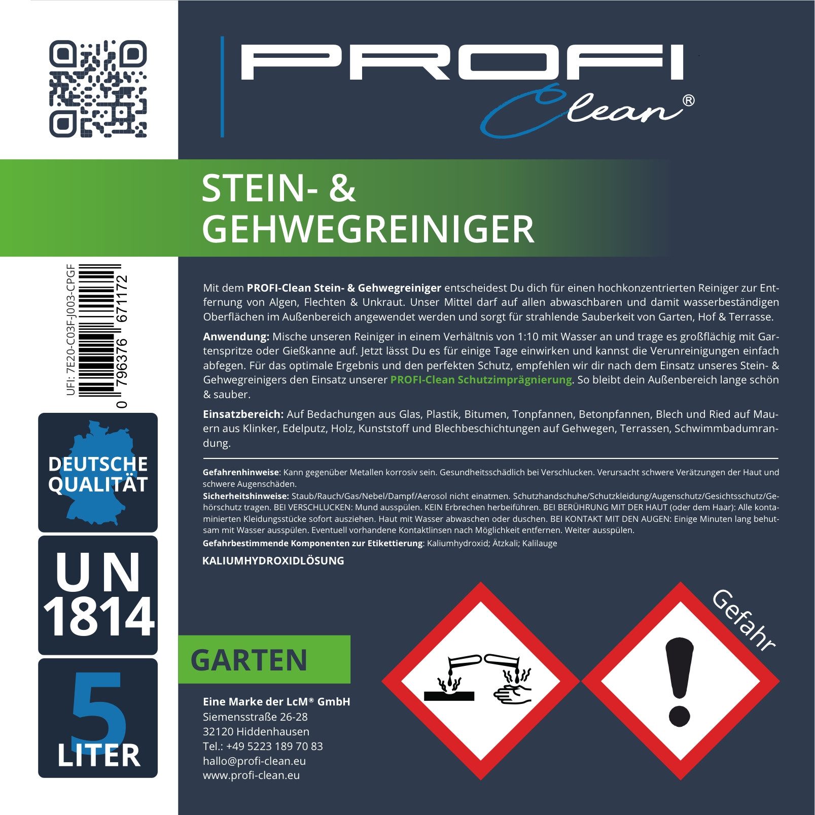 PROFI-clean® Unkrautbekämpfungsmittel Gehwegreiniger im 5 Ltr. Kanister