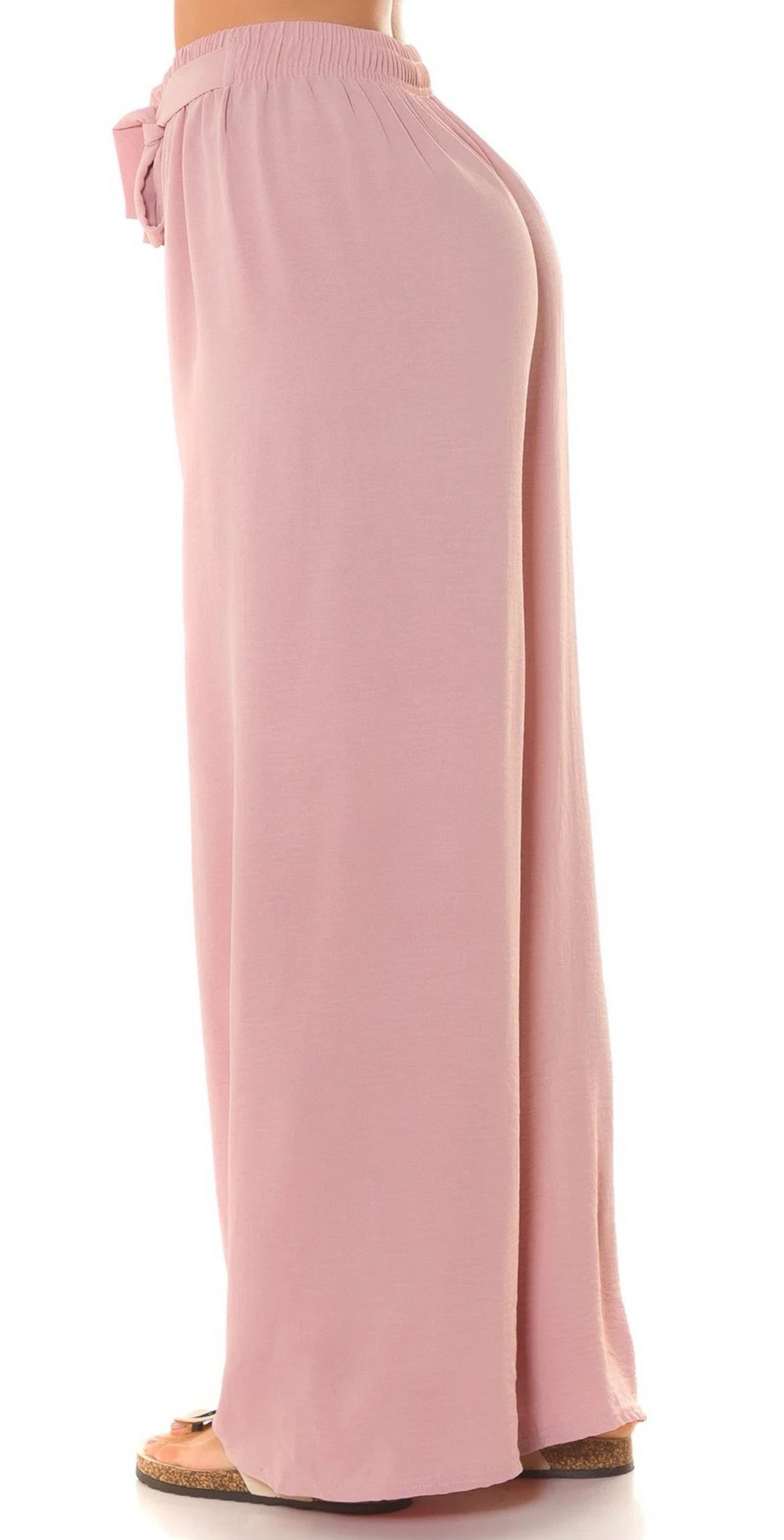 Koucla Palazzohose Schicke Damen Sommerhose mit weitem Bein und Bindegürtel, Locker Hose High Waist
