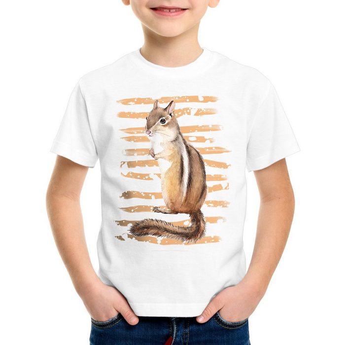 style3 Print-Shirt Kinder T-Shirt Streifenhörnchen chipmunk wald wildnis forst