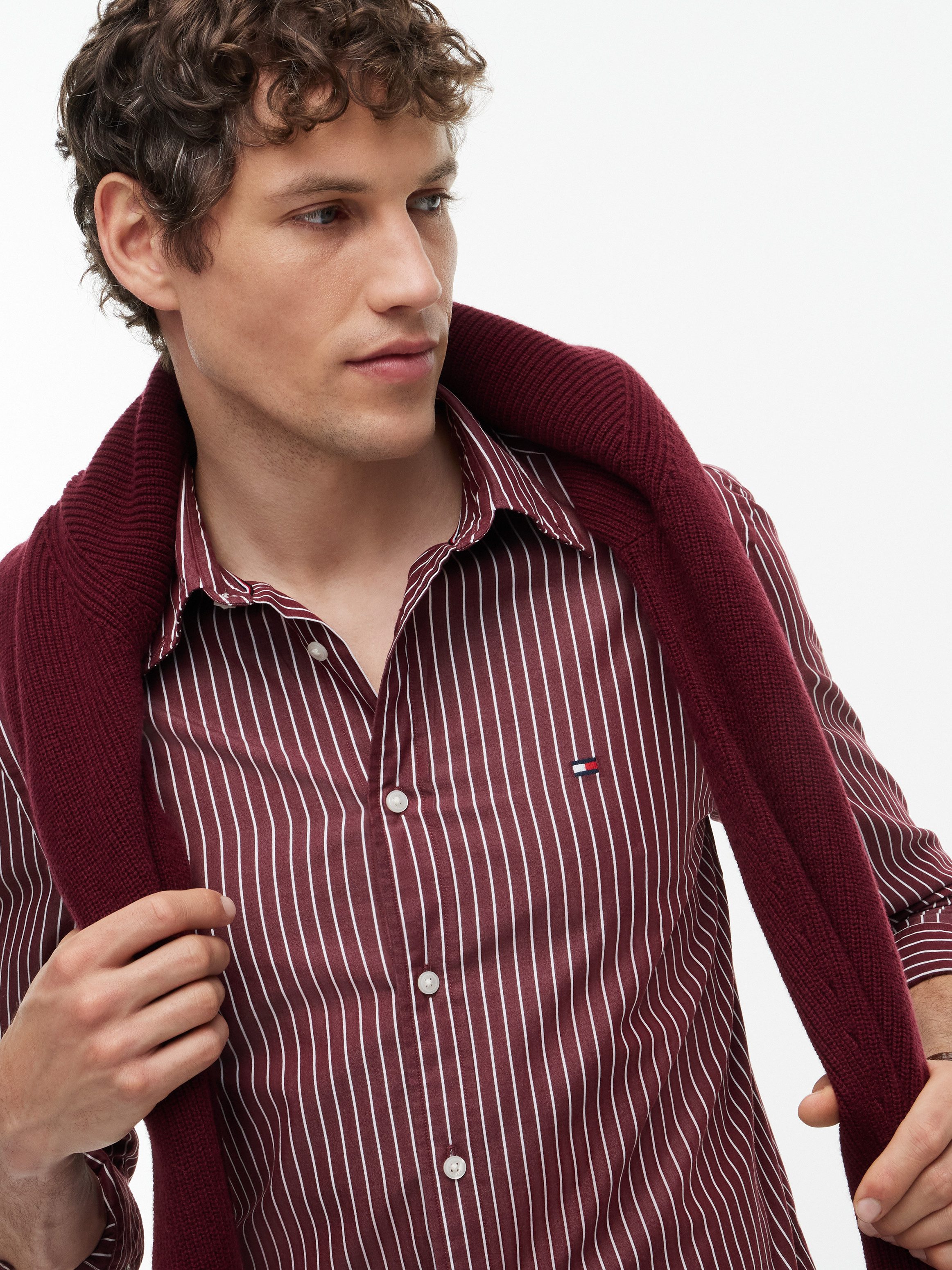 Tommy Hilfiger Langarmhemd FLEX HAIRLINE POPLIN REGULAR FIT Button-down-Kragen, gestreift