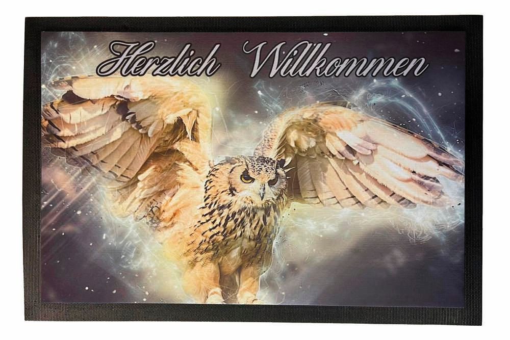 Ladreas Fußmatte Schmutzfangmatte rutschfest Eule F024, 60x40 cm