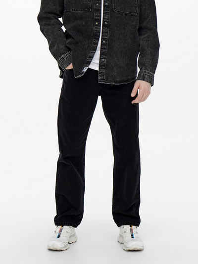 ONLY & SONS Regular-fit-Jeans Loose Fit Jeans Straight Leg Denim Pants ONSEDGE Stoned Washed (1-tlg) 3965 in Schwarz