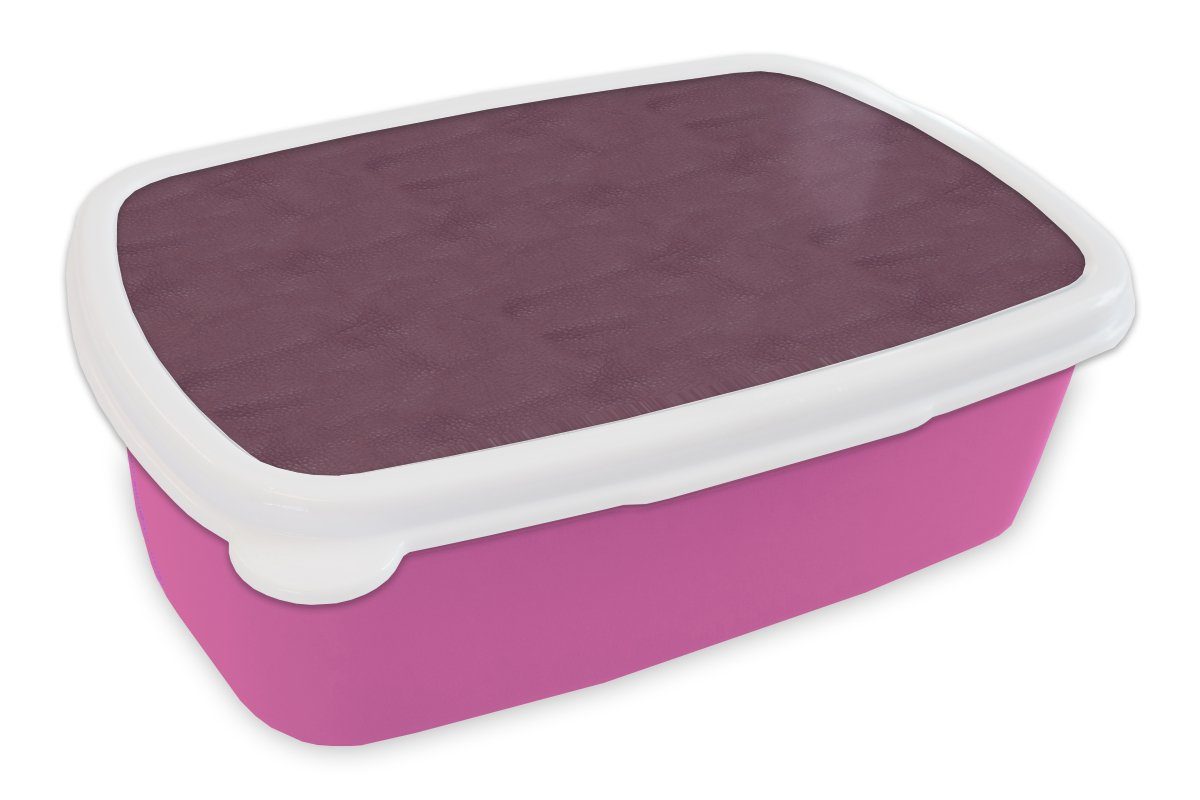 MuchoWow Lunchbox Leder - Rosa - Tiere, Kunststoff, (2-tlg), Brotbox für Erwachsene, Brotdose Kinder, Snackbox, Mädchen, Kunststoff