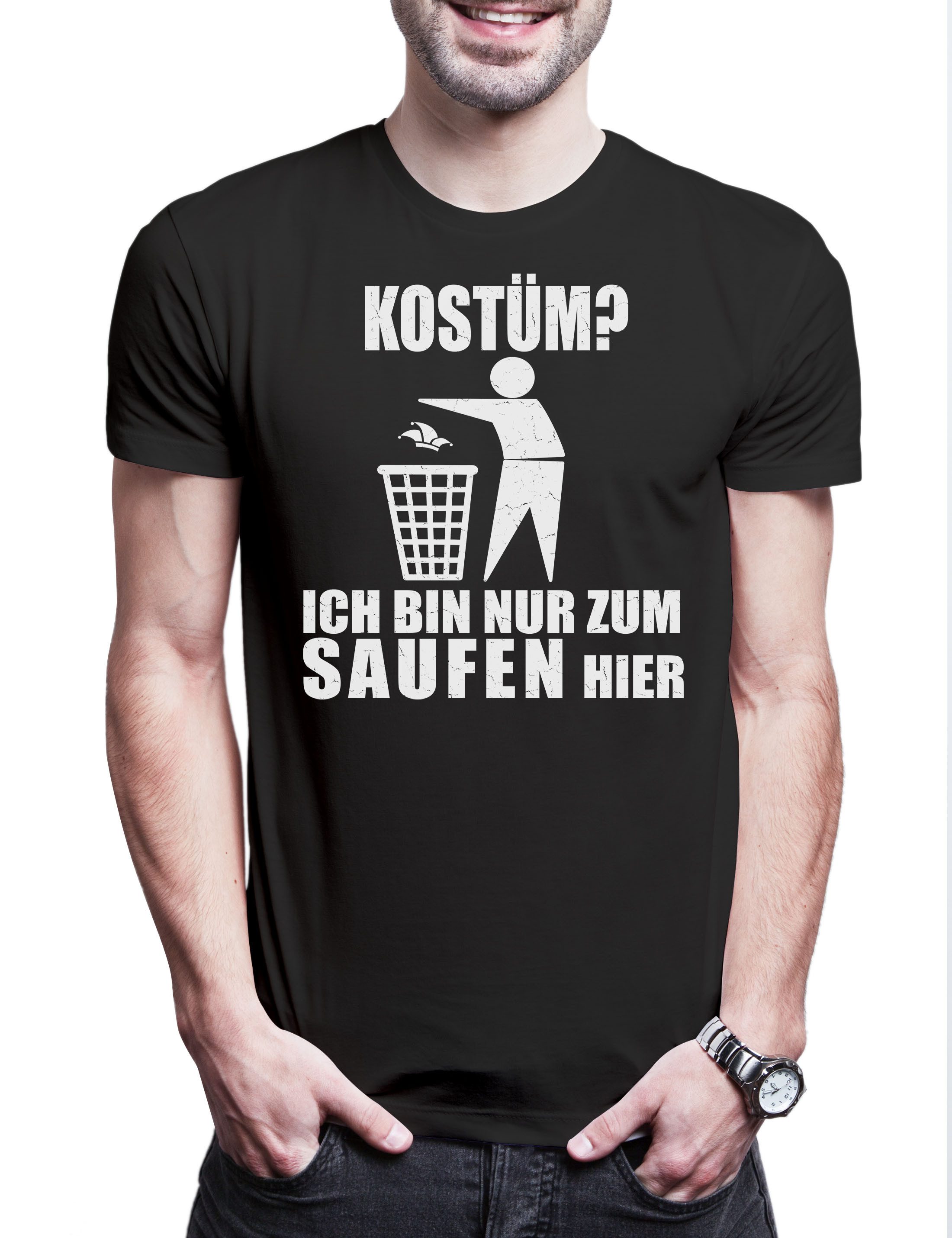 Urban Backwoods Print-Shirt Kostüm? Ich Bin Nur Zum Saufen Hier Herren T-Sh günstig online kaufen
