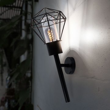 Globo Außen-Wandleuchte, Leuchtmittel nicht inklusive, Außenleuchte Wandleuchte IP44 Gartenlampe Fackel schwarz Vintage