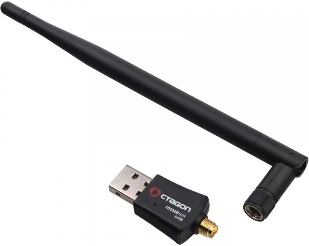 Schwarz 300 Mbit/s WL038 SAT-Receiver Wireless Adapter 2.0 USB +5dB LAN - OCTAGON
