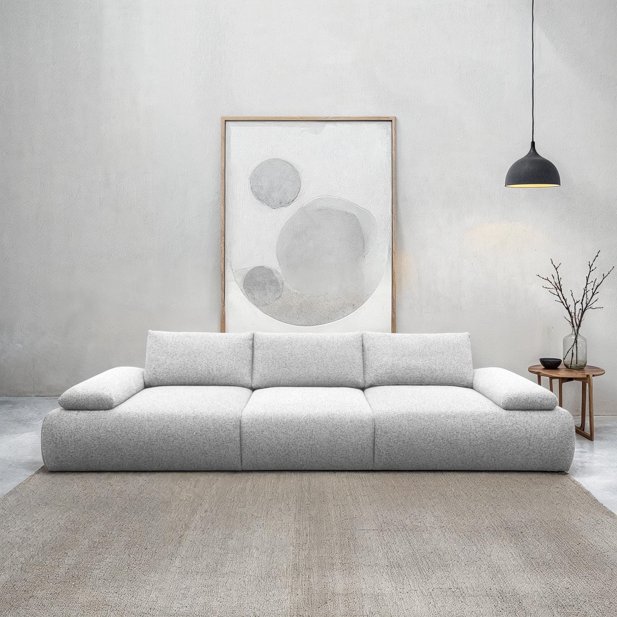 DOMO collection Big-Sofa Évora Megasofa Breite 324 cm, 3 Teile, Federkern, inkl. Armlehnenverstellung, Struktur grob, silber
