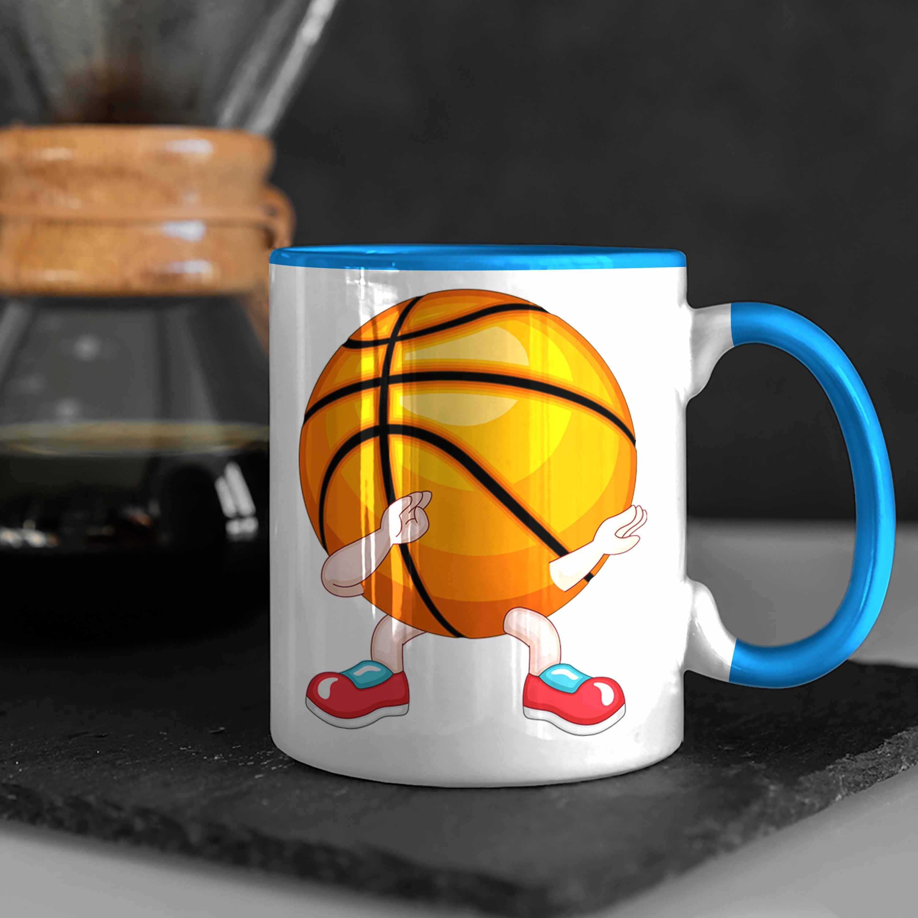 Trendation Tasse Coach Basketball Blau Geschenk für Spieler Trainer Basketball Tasse Lustige