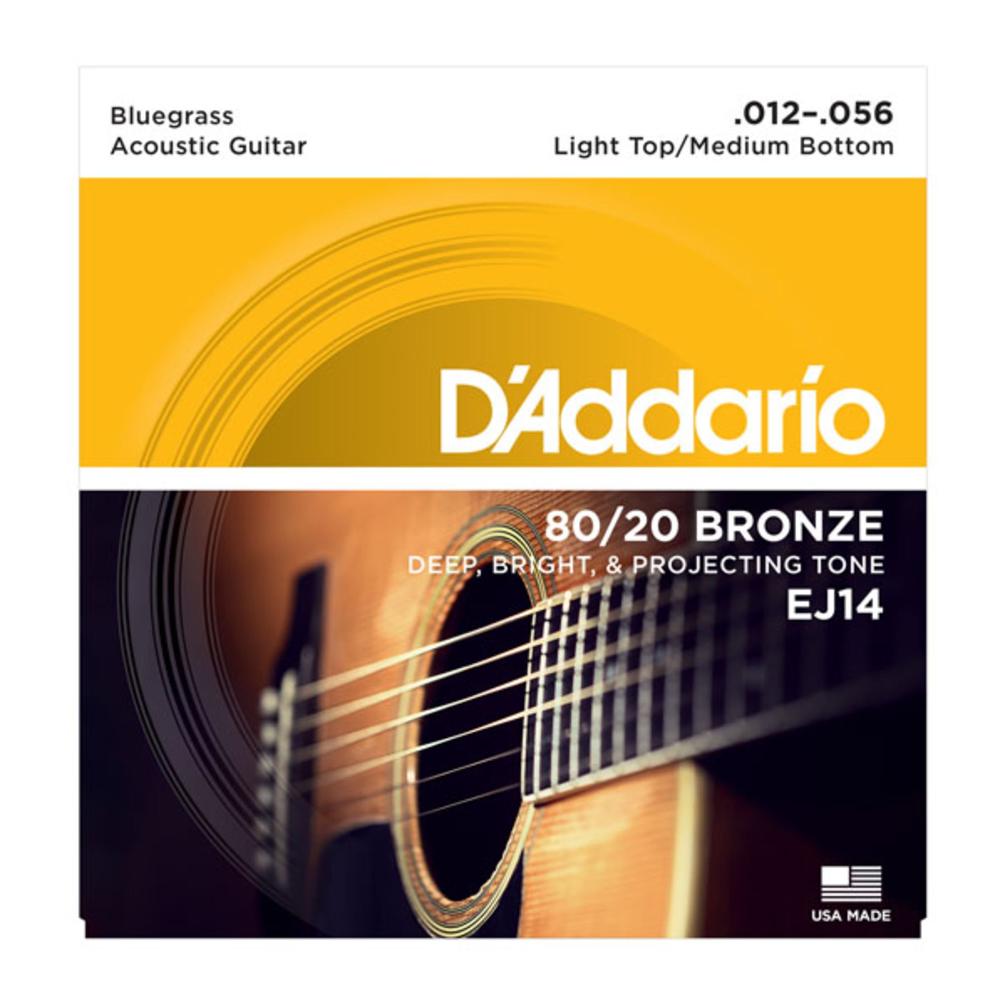 Bronze EJ14 Daddario Medium 80/20 Bottom Westerngitarrensaite Spielzeug-Musikinstrument, Light Top - 12-56