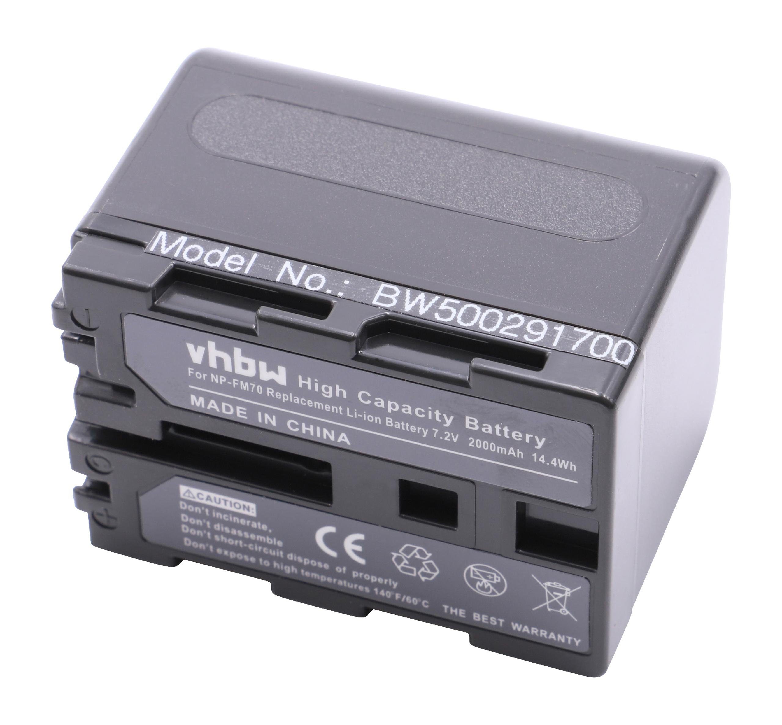 Baugleiche Digital Li-Ion) NP-FM70, Camcorder für (2000mAh, Originalteilebezeichnung Sony mAh NP-FM30, 2000 7,2V, Ersatz Kamera NP-FM50 / für Kamera-Akku NP-FM90, vhbw