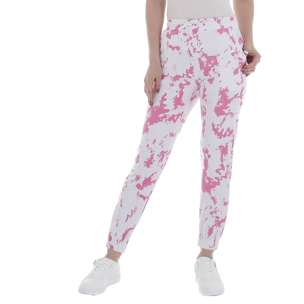 Ital-Design Jogginghose Damen Freizeit Camouflage Stretch Jogginghose in Rosa