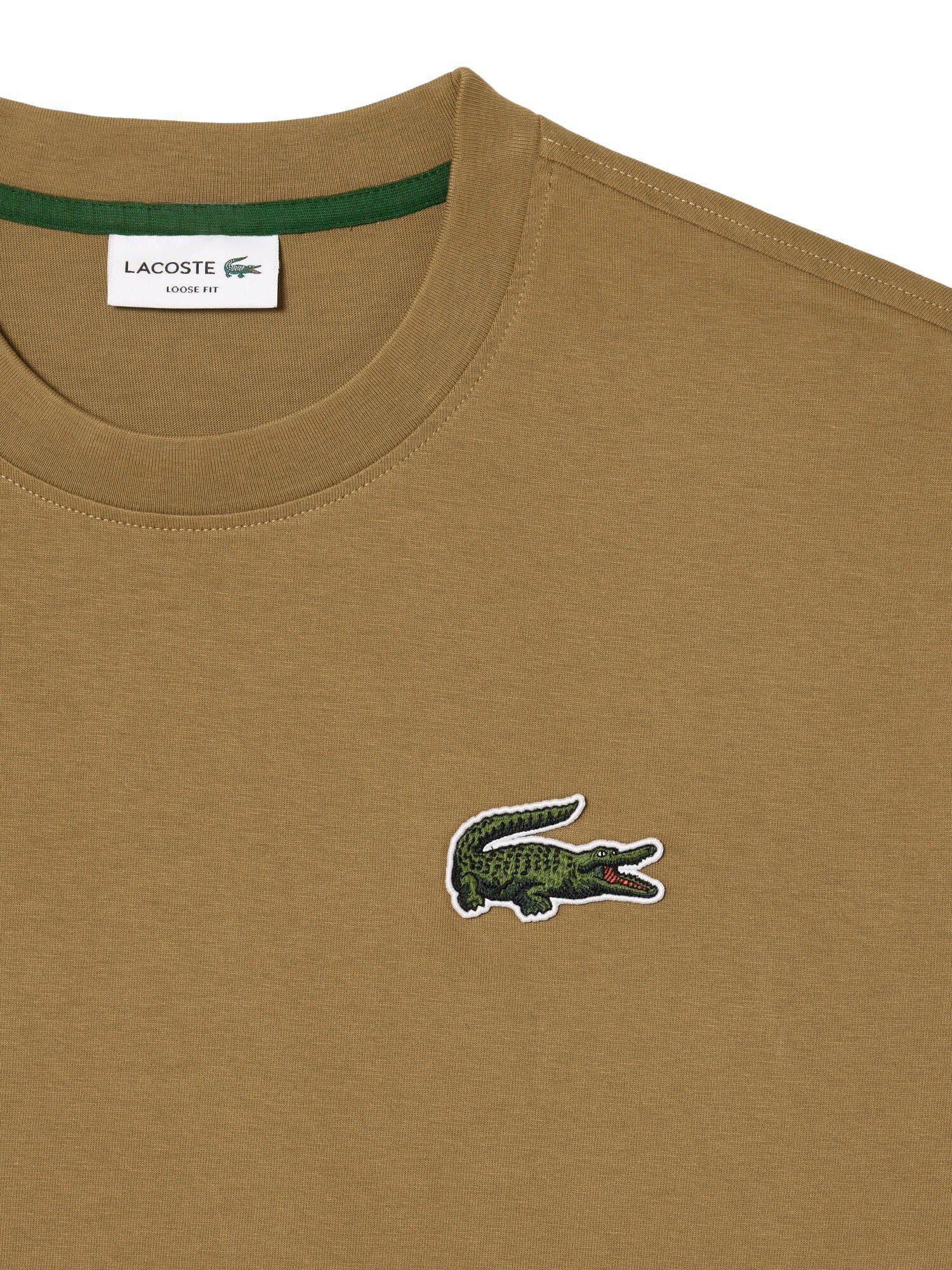 T-Shirt Unisex camel Lacoste (22) aus T-Shirt mit Krokodil-Applikation (1-tlg) Shirt