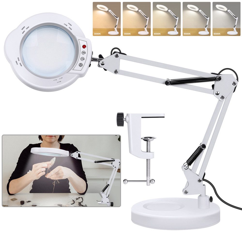 QUBEBU LED Schreibtischlampe Dimmbar Klemmlampe 10x Lupenleuchte Lupenlampe günstig online kaufen