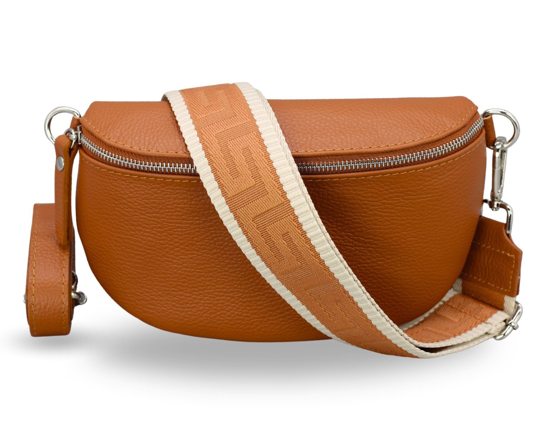 Gürteltasche Bauchtasche Damen Leder, Umhängetasche, Echtes Leder, Cognac Braun