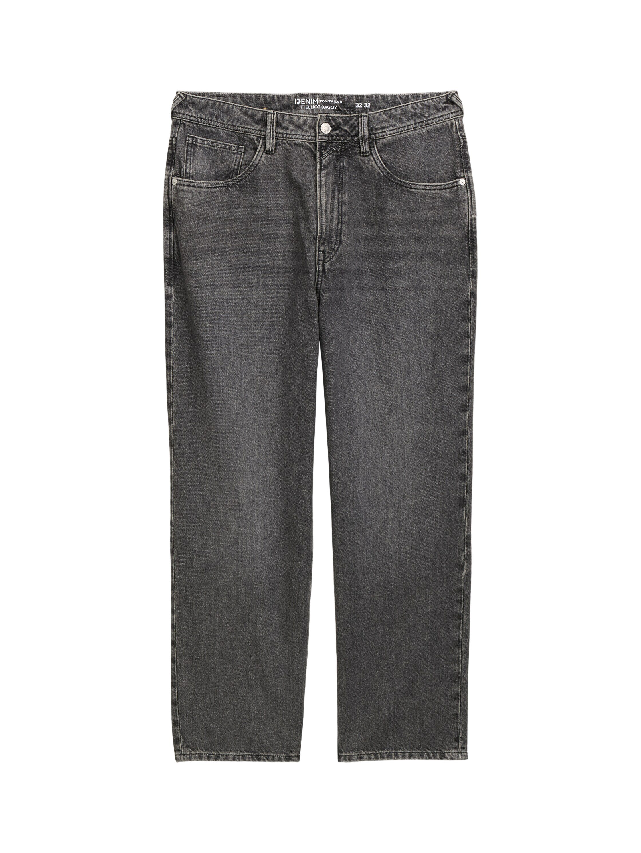 TOM TAILOR Denim 5-Pocket-Jeans N schwarz,Casual,Baumwolle,Unifarben,Weit,Mittel