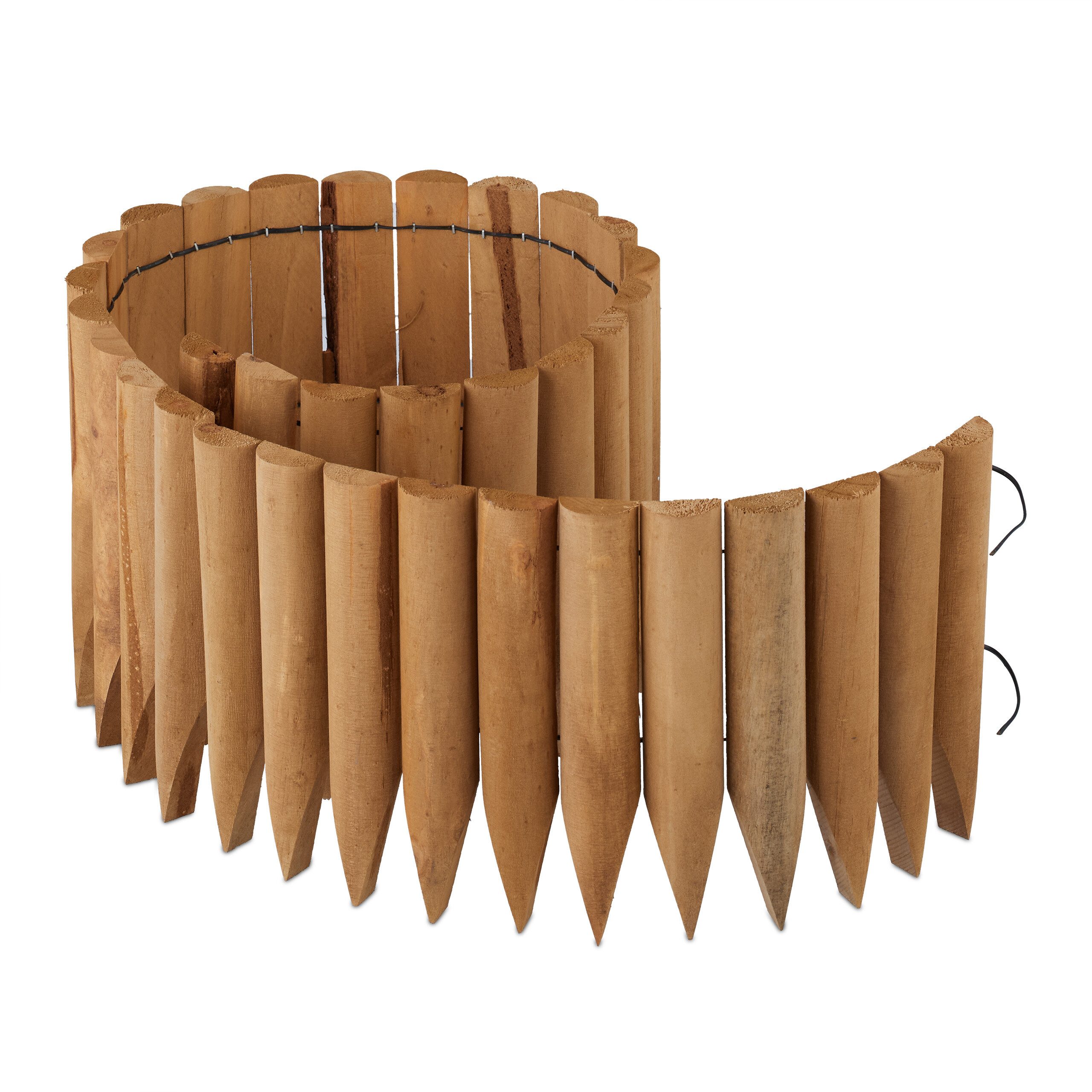 relaxdays Rasenkante Rasenkante Holz 20 cm hoch