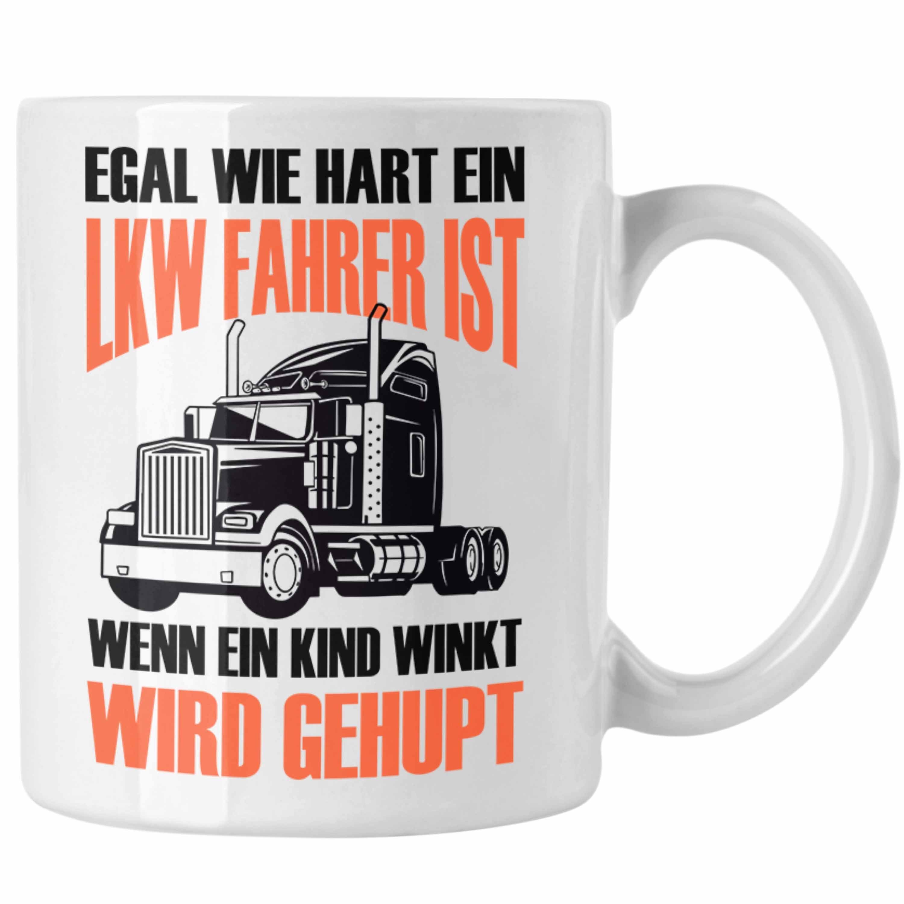 Trendation Tasse Lustige LKW-Fahrer Tasse Geschenk für Truckliebhaber Wenn Ein Kind WI Weiss