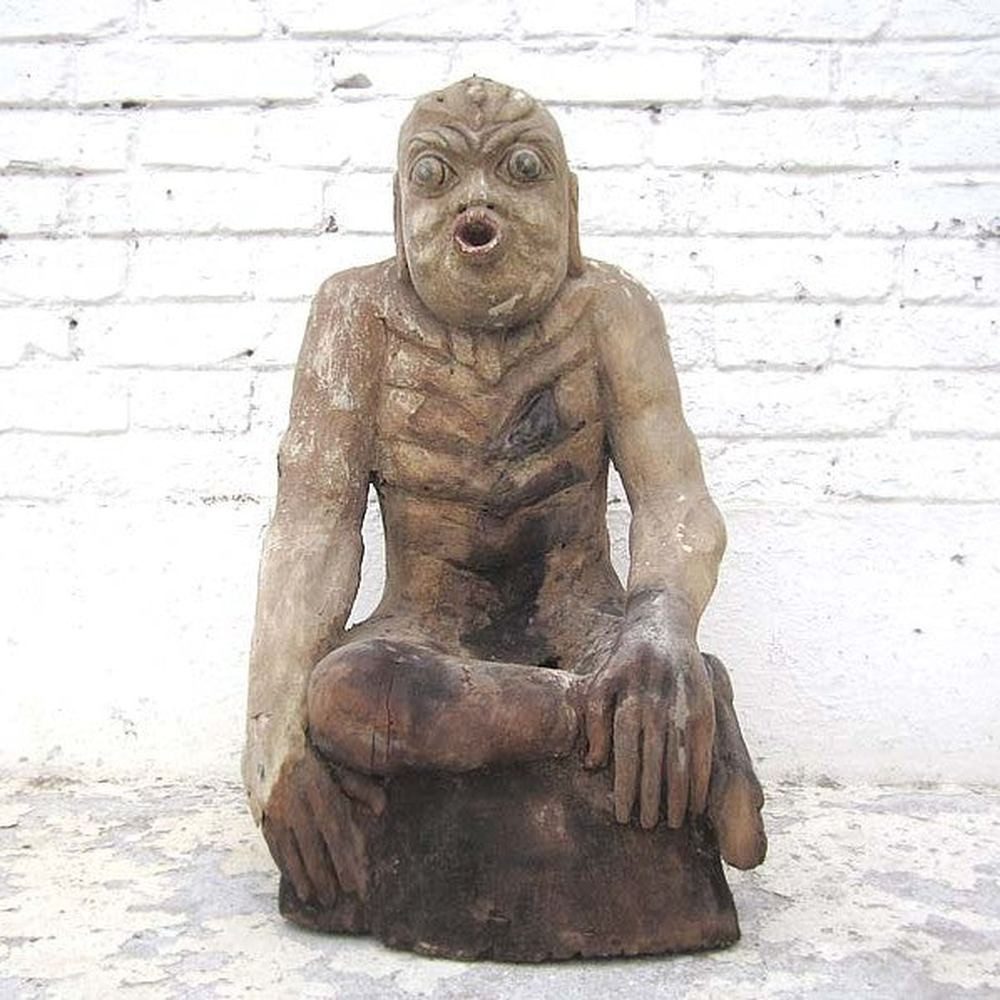 Luxury-Park-Direct Kommode China 1920 Figur Der Fastende Meditation Skulptur buddhistisch Pappel