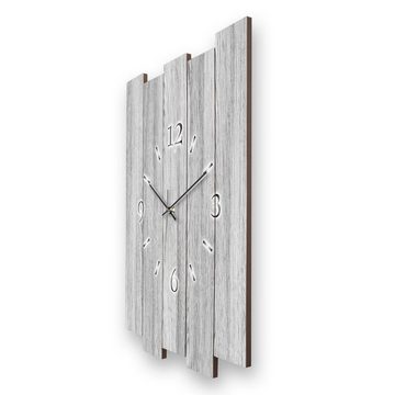 Kreative Feder Wanduhr Designer-Wanduhr Holz Grau (ohne Ticken; Funk- oder Quarzuhrwerk; elegant, außergewöhnlich, modern)