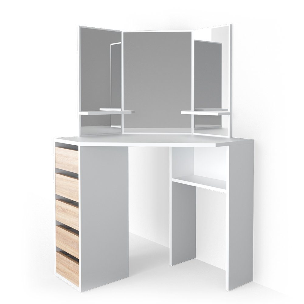 Vicco Schminktisch Arielle, Weiß/Sonoma, 110 cm günstig online kaufen