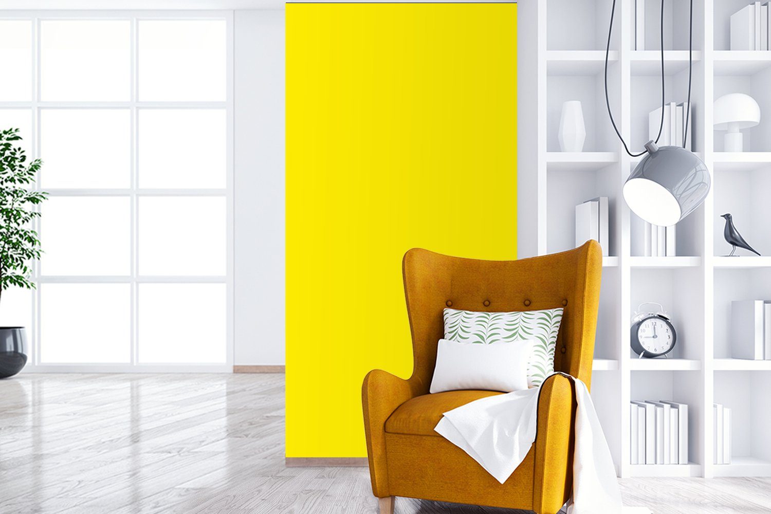 Wohnzimmer Farben, für - Vliestapete St), MuchoWow (2 Gelb - Küche, Fototapete Schlafzimmer bedruckt, Fototapete Neon Zitrone Matt, -