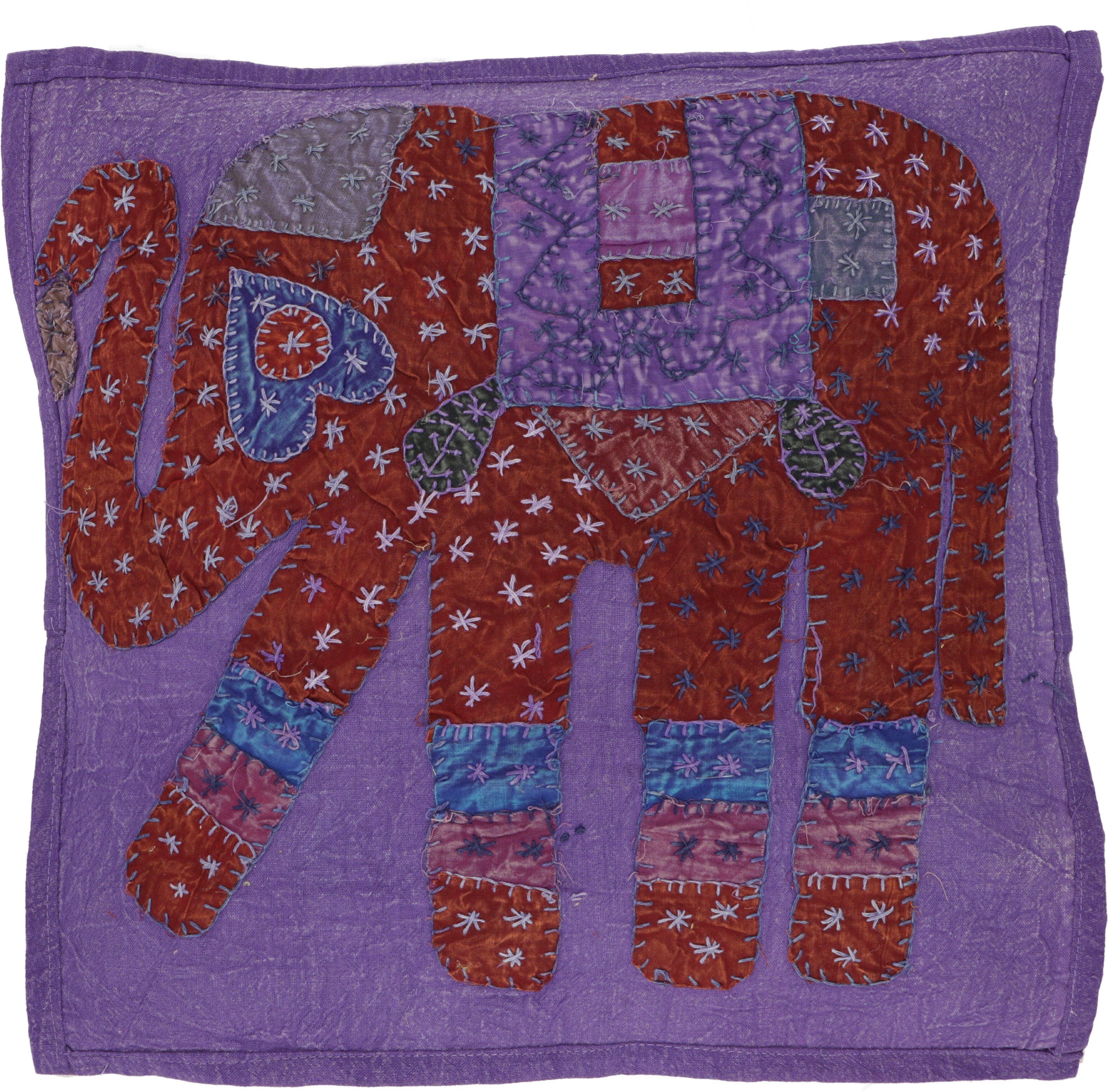 besticktes Kissenhülle, Kissenbezüge Guru-Shop Indische violett Elefanten..,