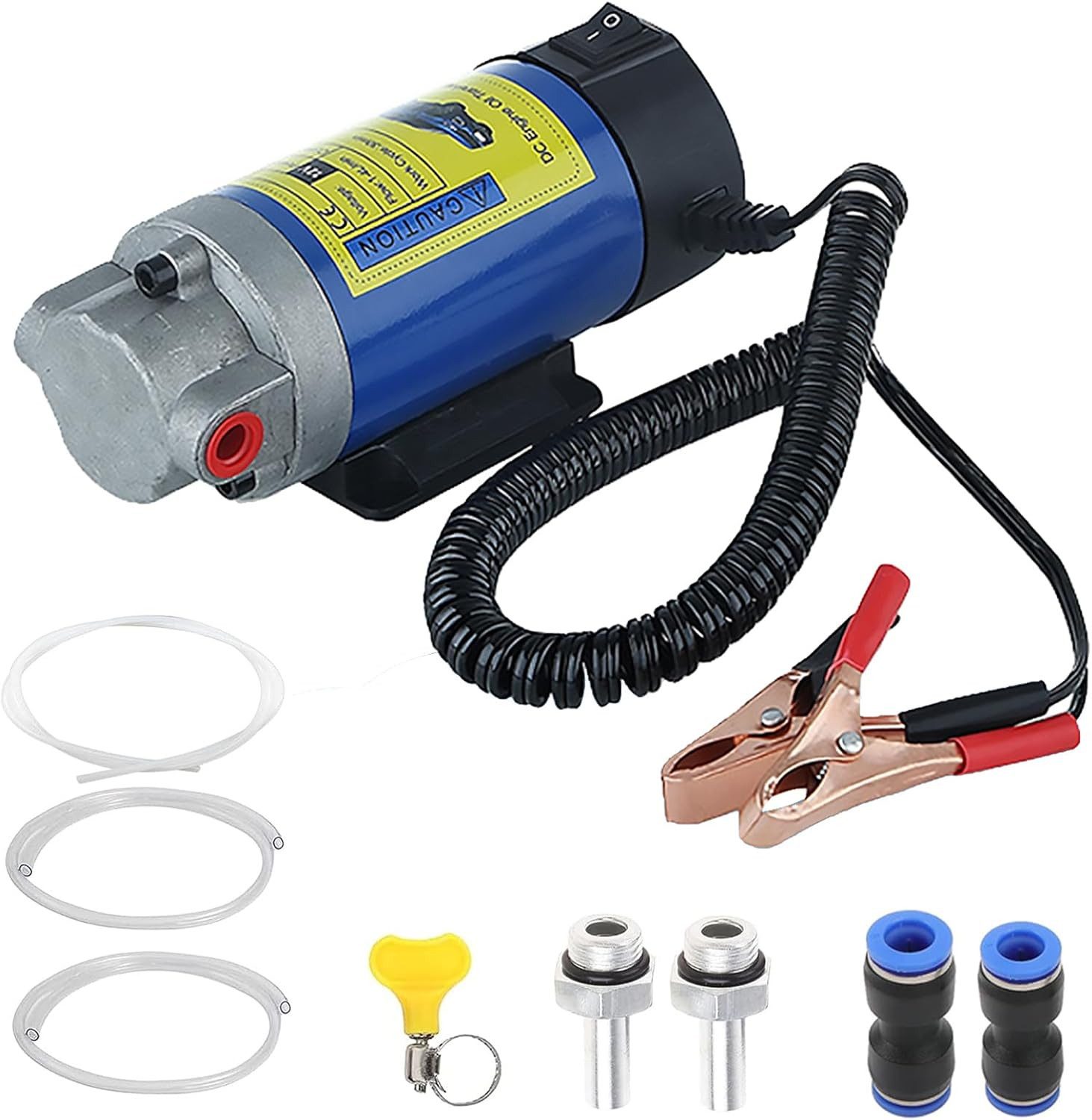 GARRYFIZH Ölabsaugpumpe 12V 100W Elektrische Ölpumpe Ölabsaugpumpe Zahnradpumpe, Ausgestattet mit 2 verdickten flexiblen Schläuchen