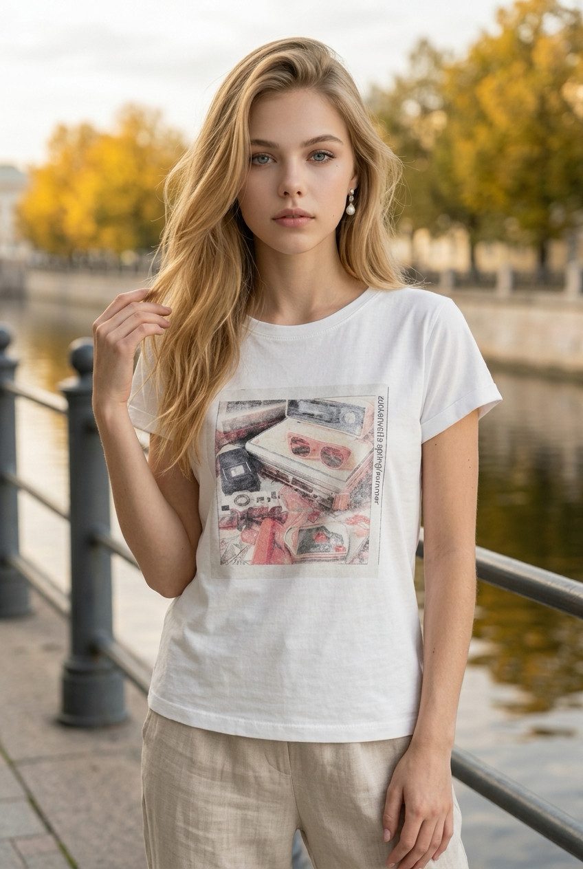 Zuckerwatte Print-Shirt 78193 aus 100% Baumwolle, modische Form