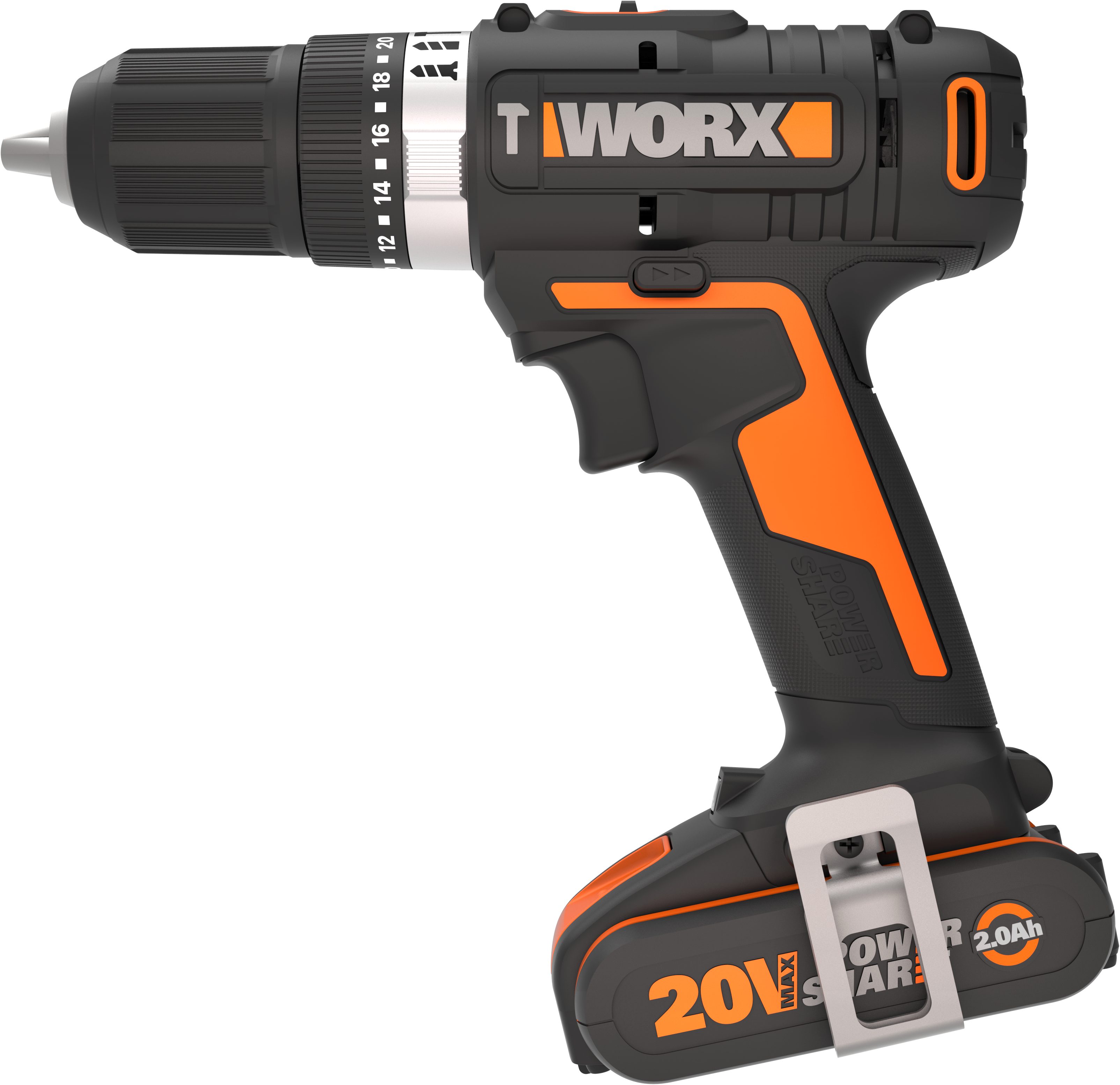 Worx Akku-Schlagbohrschrauber WX370, max. 1600 U/min, (Set), 2-Gang-Getriebe, Bohrstufe + Schlagfunktion, inkl. 2 Akkus & Ladegerät