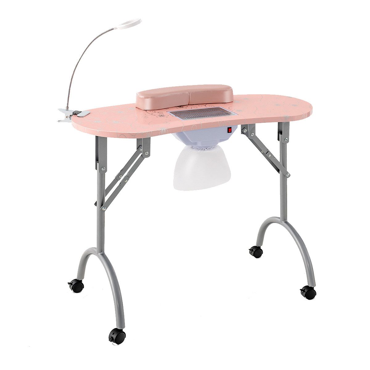 COSTWAY Maniküre-Pediküre-Set, Maniküretisch klappbar mit LED