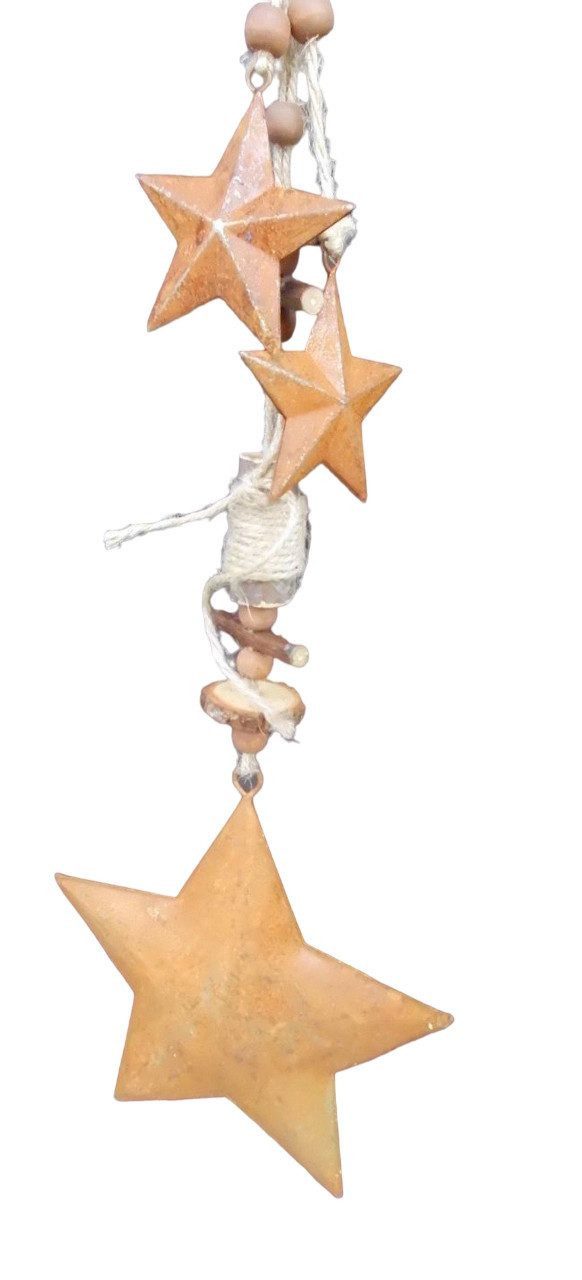 Dekohänger Schöne Girlande / Kette mit Sternen Eisen Holz Rost fengshui 49 cm