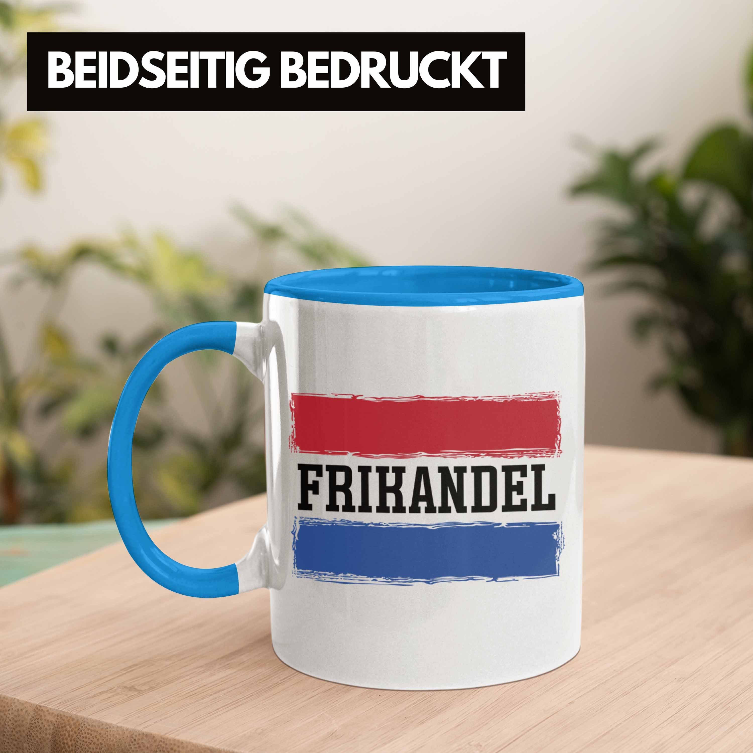 Hollan Trendation Geschenkidee Flagge Blau Holland Holländer Frikandel Tasse Tasse Geschenk