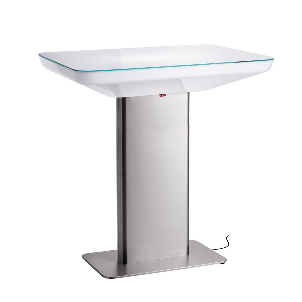 Studio Weiß, Moree Outdoor (S14d) Transluzent Dekolicht Tisch gebürstet, Edelstahl 105