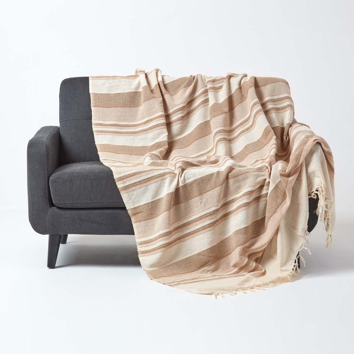 Plaid Tagesdecke Morocco beige gestreift, 150 günstig online kaufen