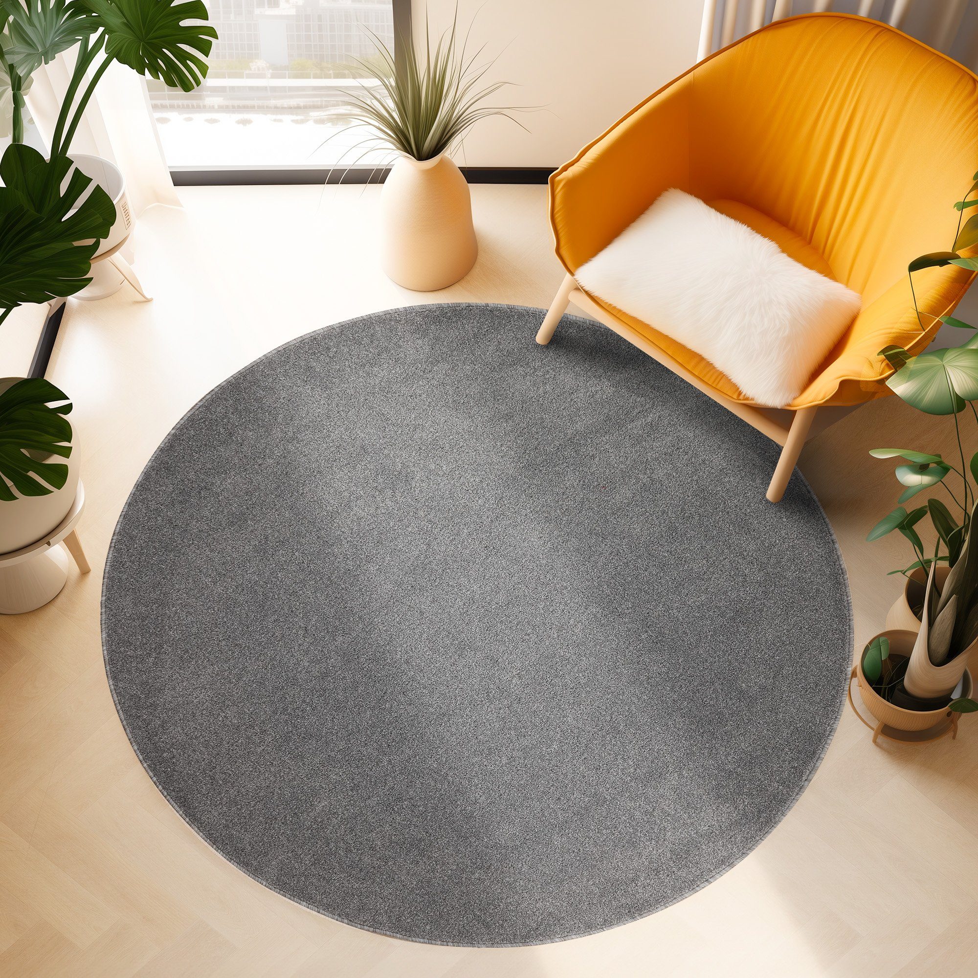 SIMPEX24 Teppich Unicolor - Einfarbig, Rund, Höhe: 11 mm, Einfarbig Kurzflo günstig online kaufen