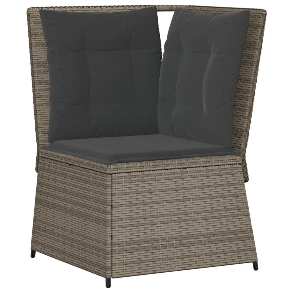 vidaXL Loungesofa Garten-Ecksofa mit Kissen Grau Poly Rattan, 1 Teile