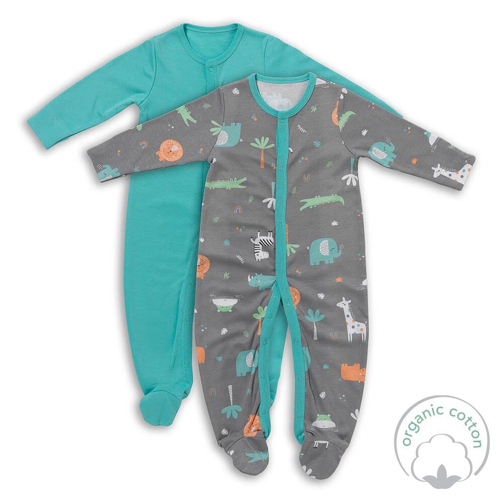 2er Schlummersack Schlafanzug Safari langarm Pack zertifiziert Baby-Schlafanzug OEKO-TEX Bio