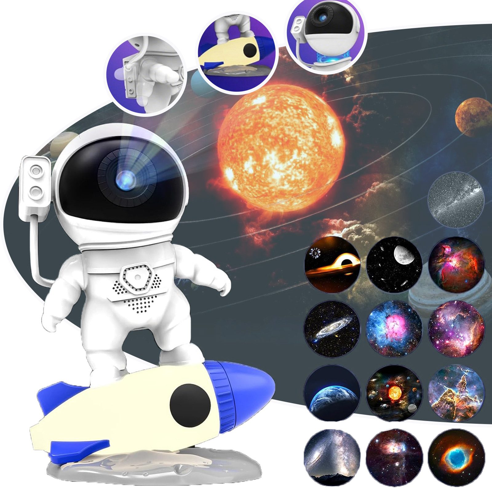 MUPOO Nachtlicht 13-in-1-Astronauten Sternenprojektor, 360° Drehbare Galaxi günstig online kaufen