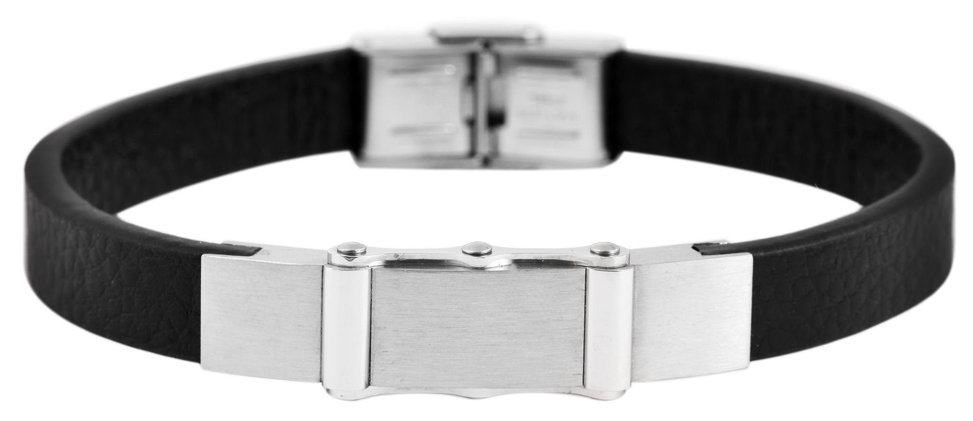 Echtleder (einzeln) AKZENT Edelstahlelement Unisex Schwarz Lederarmband Armband mit Vedro aus