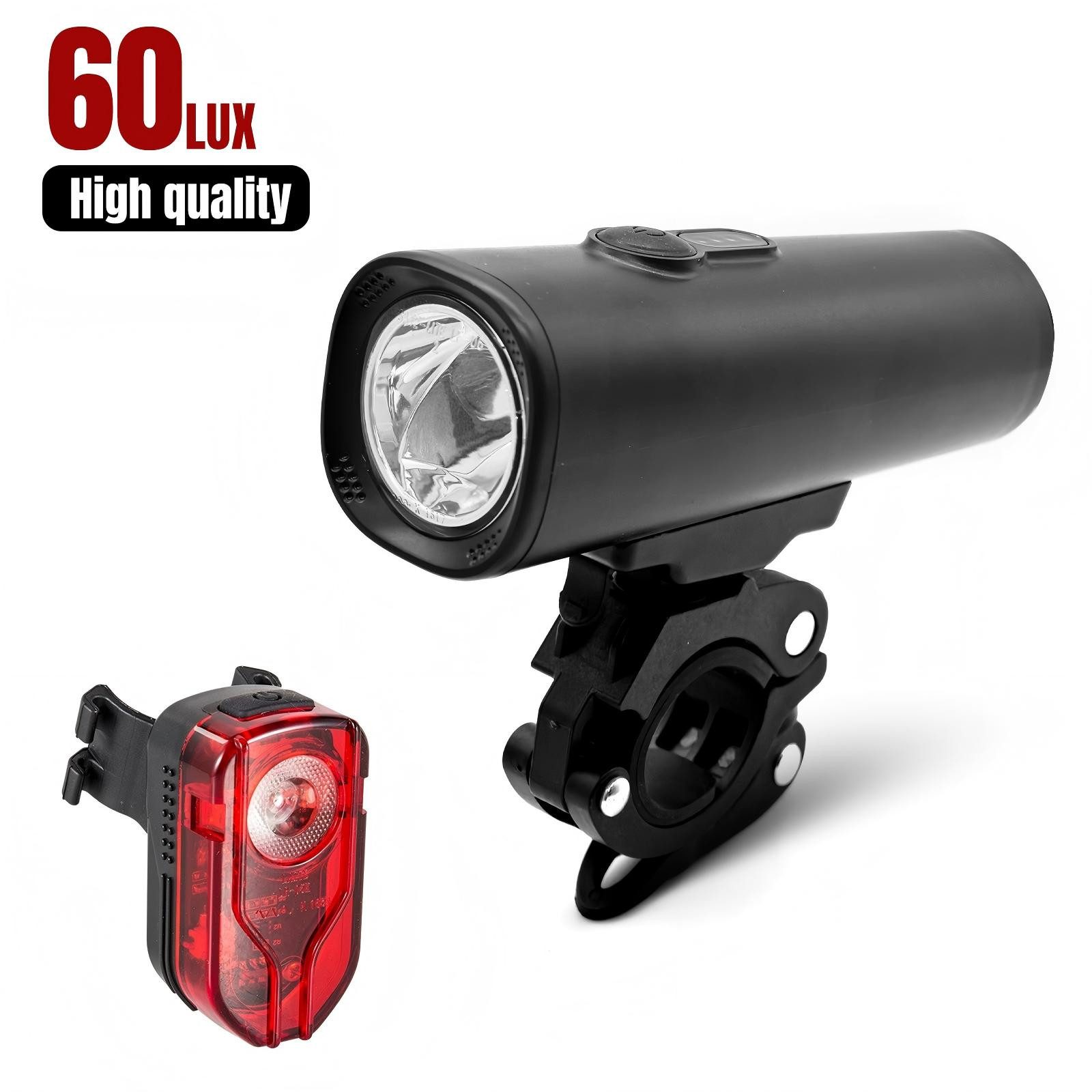 AIBISTAR Fahrradbeleuchtung LED Fahrradlicht Set,StVZO Zugelassen, 60 LUX, USB Aufladbar, 2600 mAh,60 LUX Superhell,Wasserdicht,Niedrige Batterie-Warnfunktion