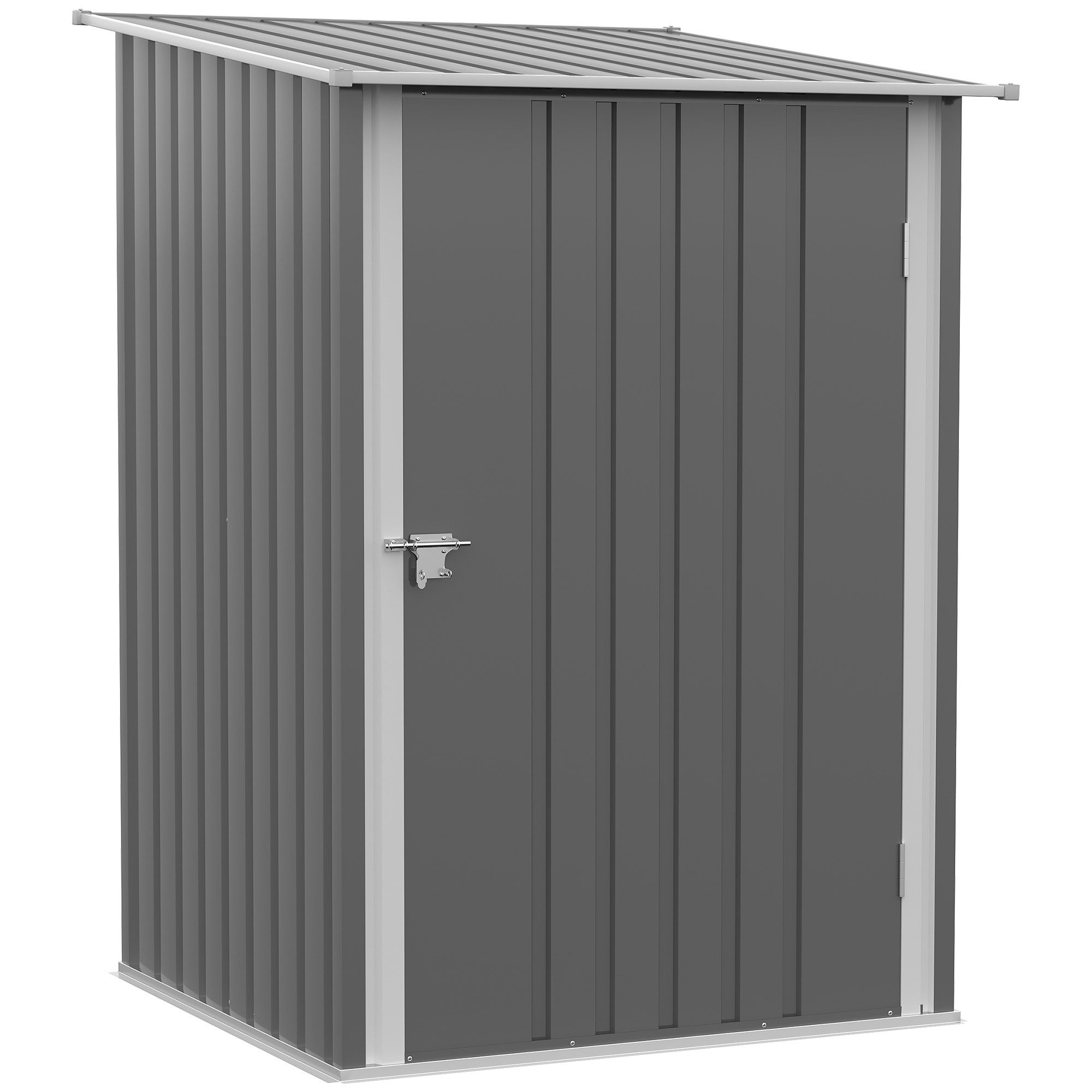 CHICFURN Gerätehaus Stahl Gerätehaus 0,92 m² abschließbar, BxT: 100x103 cm, (Packung, 1 St., 100x103x160cm, Grau), mit Pultdach und hoher Stabilität
